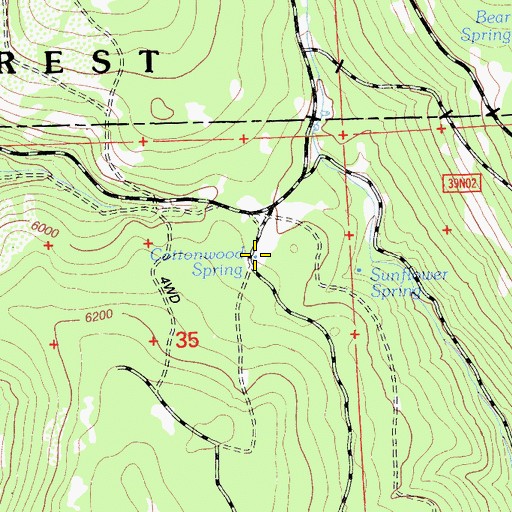 Topographic Map of Cottonwood Spring, CA