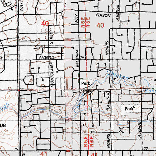 Topographic Map of James R Cowan Fundamental Elementary School, CA
