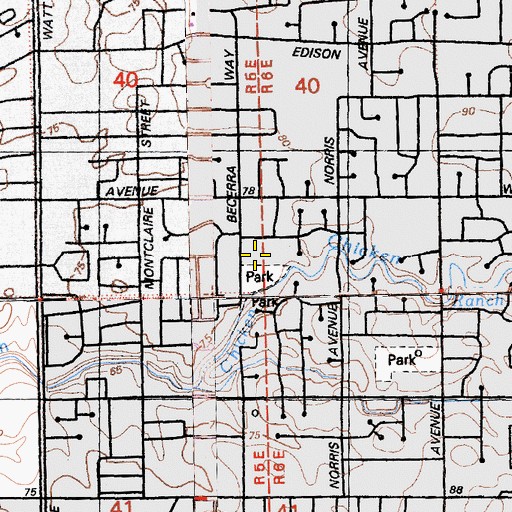 Topographic Map of James R Cowan Fundamental Elementary School, CA