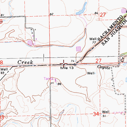 Topographic Map of Coyote Creek, CA