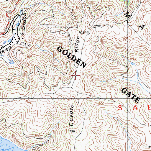 Topographic Map of Coyote Ridge, CA