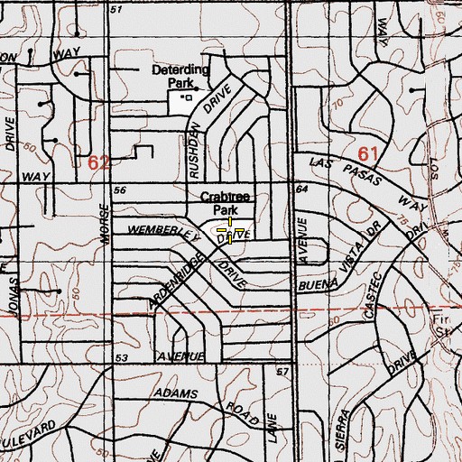 Topographic Map of Crabtree Park, CA