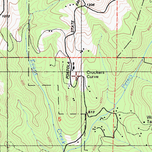 Topographic Map of Crockers Curve, CA