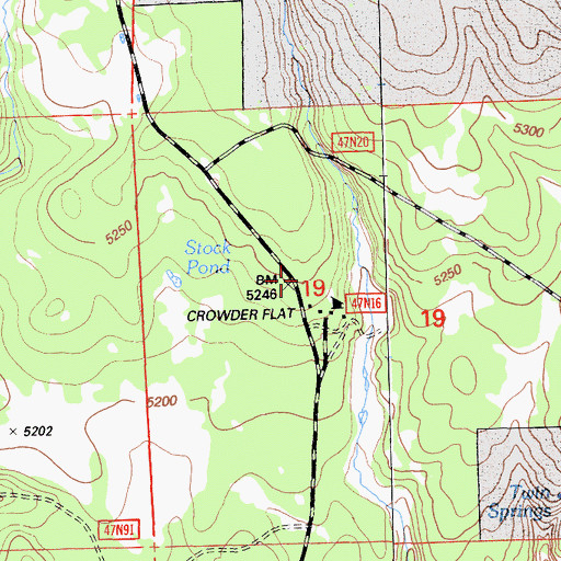 Topographic Map of Crowder Flat Ranger Station, CA