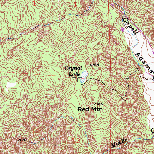Topographic Map of Crystal Lake, CA