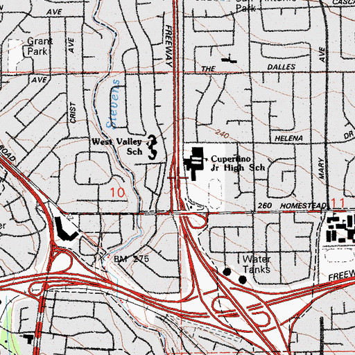 Topographic Map of Cupertino Middle School, CA