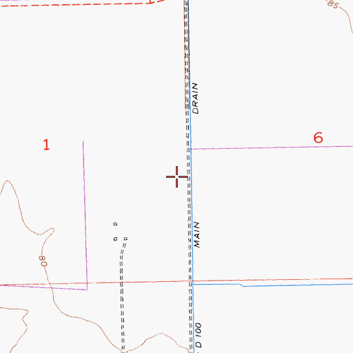 Topographic Map of D D 100 Main Drain, CA