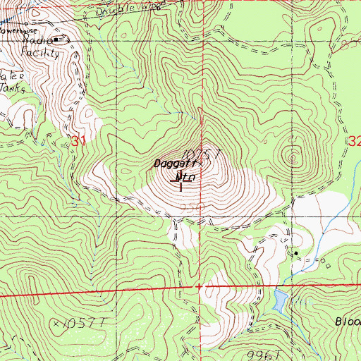 Topographic Map of Daggett Mountain, CA