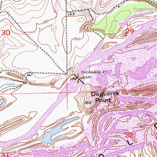 Topographic Map of Daguerre Point Dam, CA