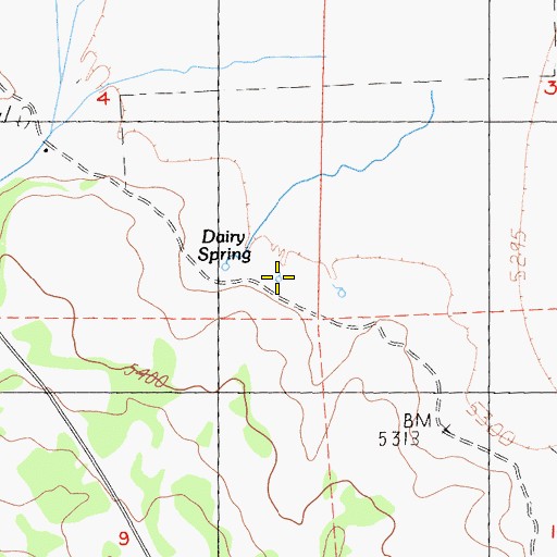 Topographic Map of Dairy Spring, CA
