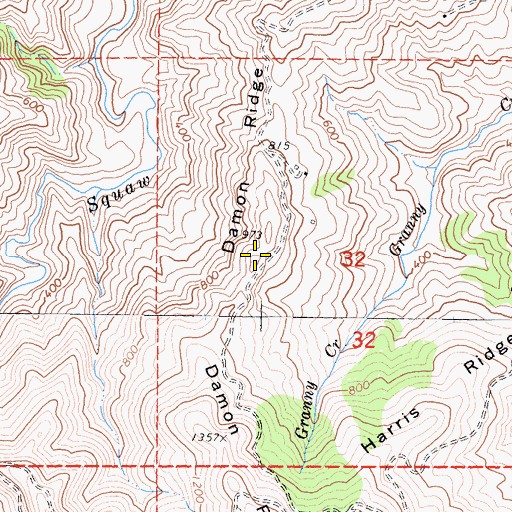Topographic Map of Damon Ridge, CA