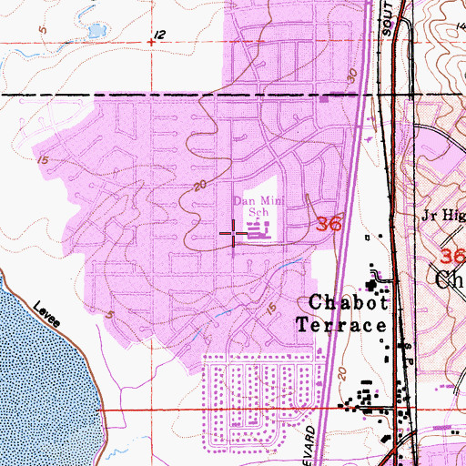 Topographic Map of Dan Mini Elementary School, CA