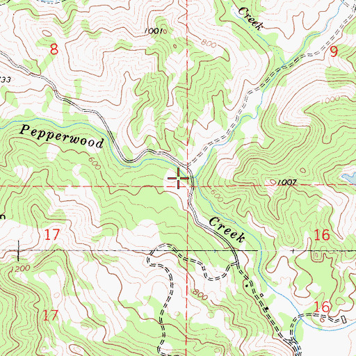 Topographic Map of Danfield Creek, CA