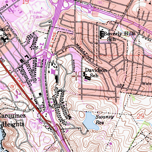 Topographic Map of John Davidson Elementary School, CA