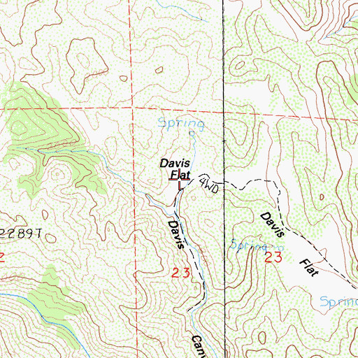 Topographic Map of Davis Flat, CA