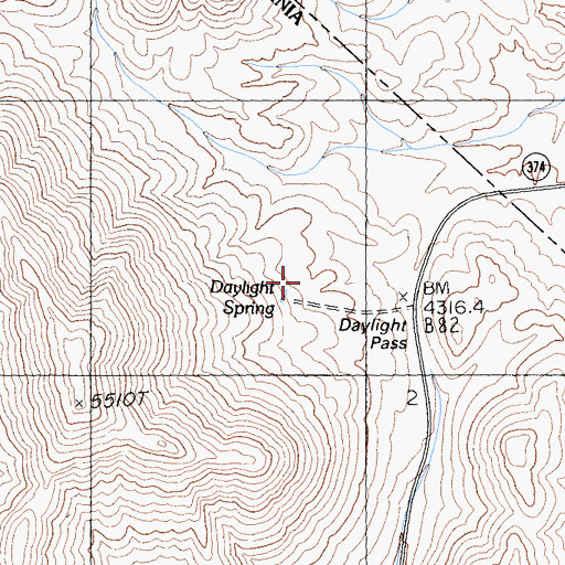 Topographic Map of Daylight Spring, CA