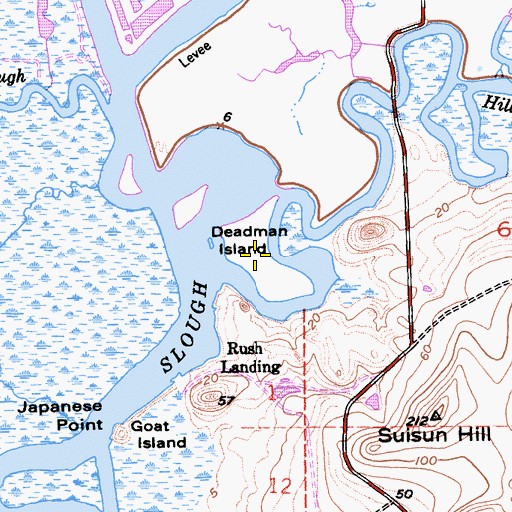 Topographic Map of Deadman Island, CA