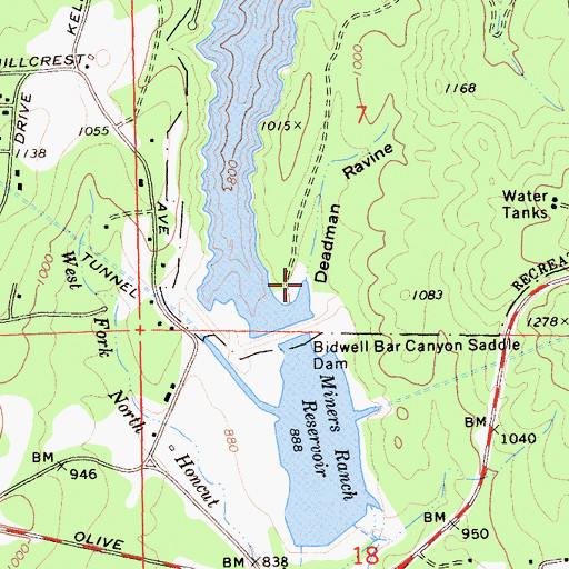 Topographic Map of Deadman Ravine, CA