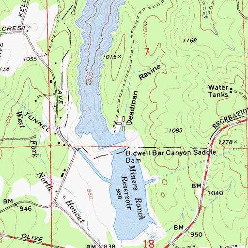 Topographic Map of Deadman Ravine, CA