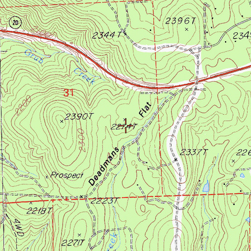 Topographic Map of Deadmans Flat, CA