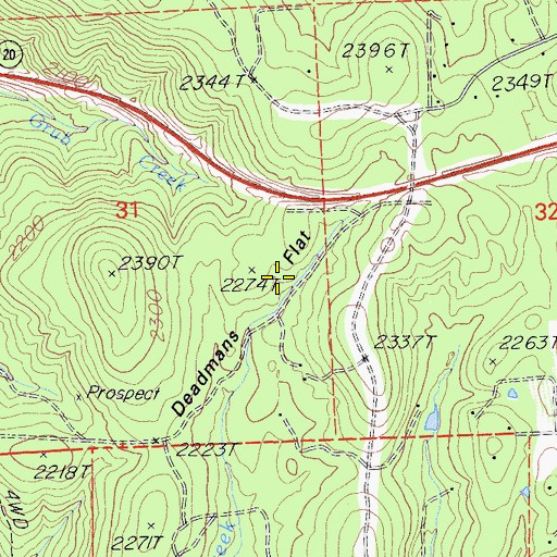Topographic Map of Deadmans Flat, CA
