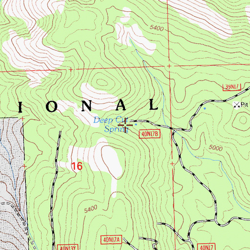 Topographic Map of Deep Cut Spring, CA