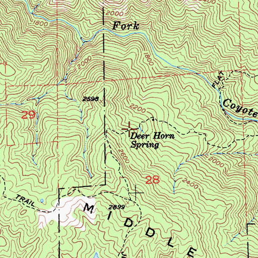 Topographic Map of Deer Horn Spring, CA