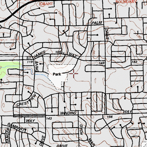 Topographic Map of Del Campo High School, CA