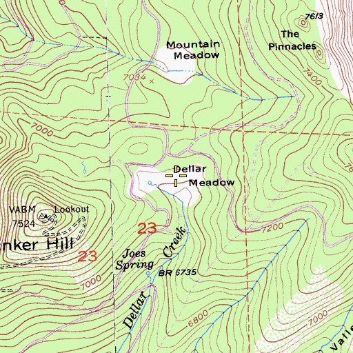 Topographic Map of Dellar Meadow, CA