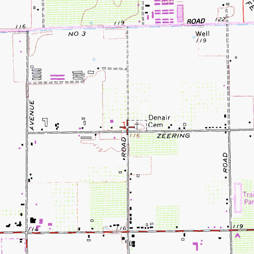 Topographic Map of Denair Cemetery, CA