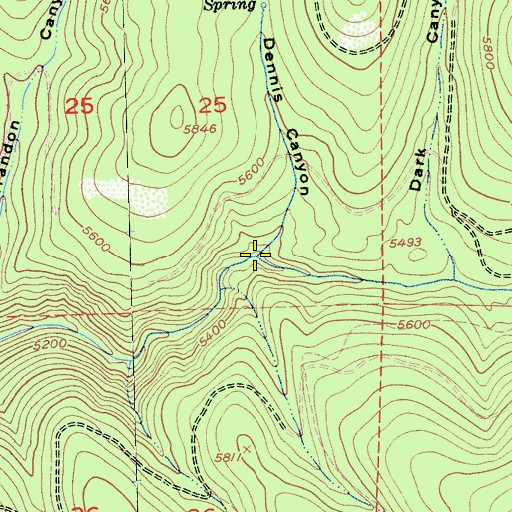 Topographic Map of Dennis Canyon, CA