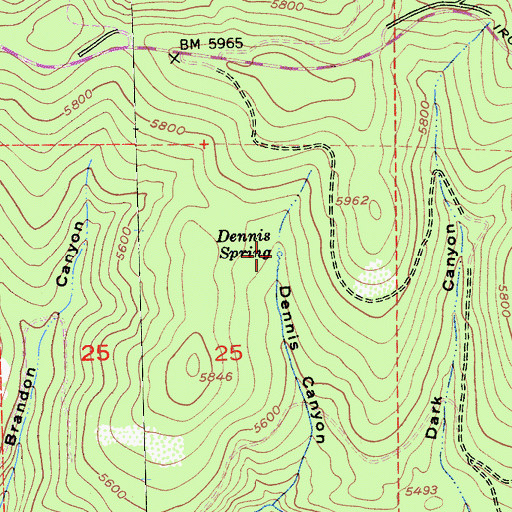 Topographic Map of Dennis Spring, CA