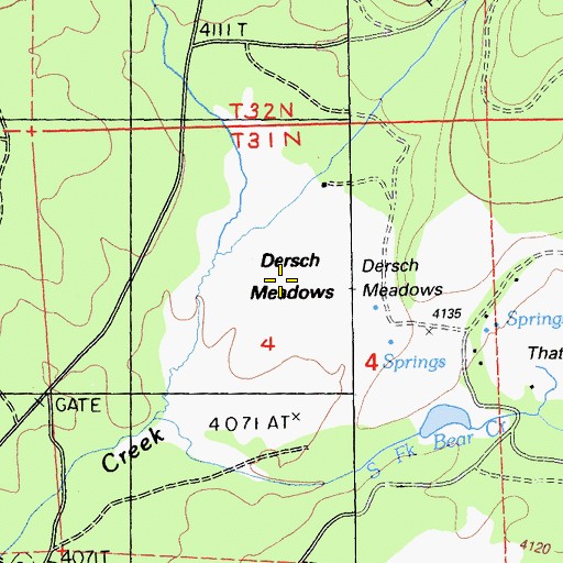 Topographic Map of Dersch Meadows, CA