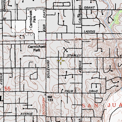 Topographic Map of Mary Deterding Elementary School, CA