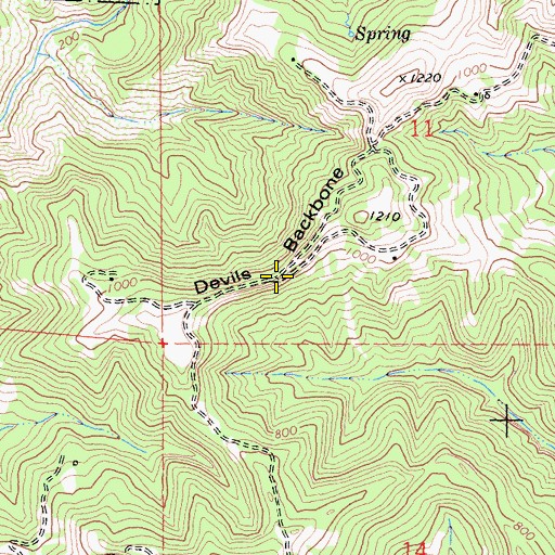 Topographic Map of Devils Backbone, CA