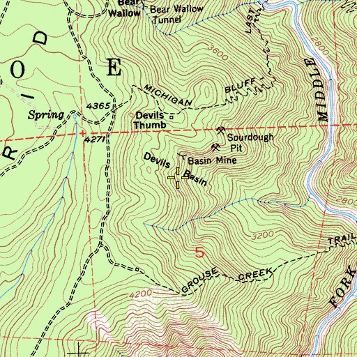 Topographic Map of Devils Basin, CA