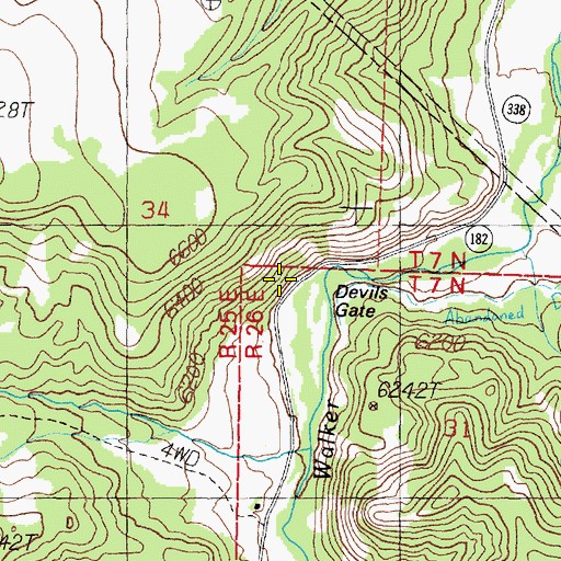 Topographic Map of Devils Gate, CA