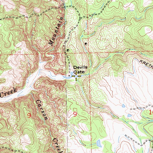 Topographic Map of Devils Gate, CA
