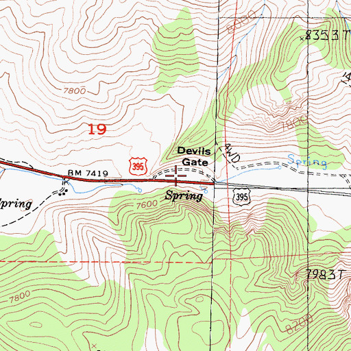 Topographic Map of Devils Gate, CA