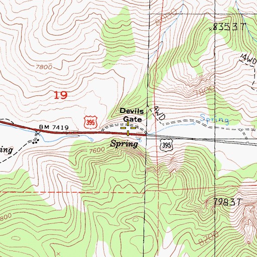 Topographic Map of Devils Gate, CA