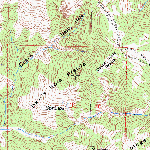 Topographic Map of Devils Hole Prairie, CA