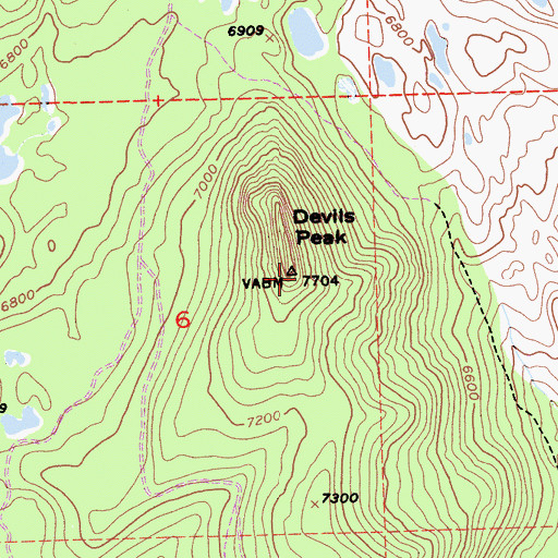 Topographic Map of Devils Peak, CA