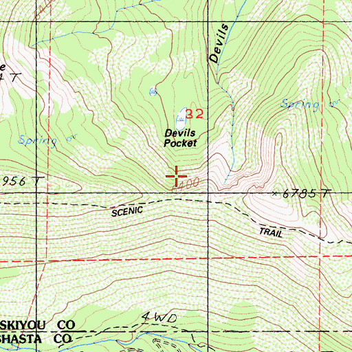 Topographic Map of Devils Pocket, CA