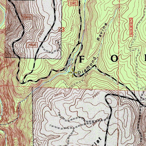 Topographic Map of Diamond Ravine, CA