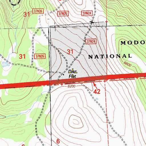 Topographic Map of Diaz Flat, CA