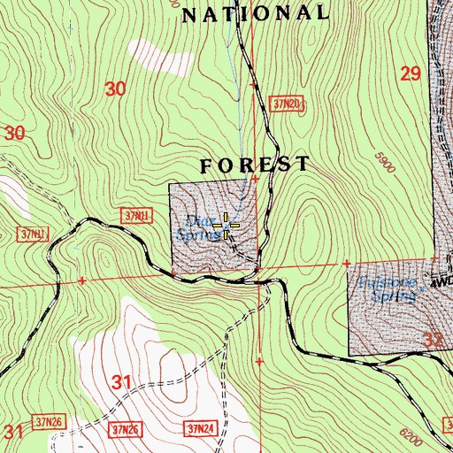 Topographic Map of Diaz Spring, CA