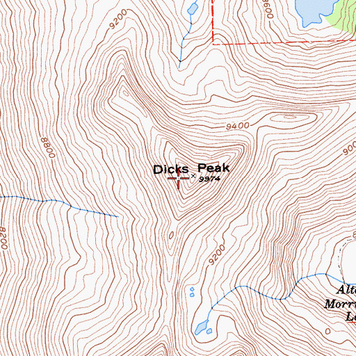 Topographic Map of Dicks Peak, CA