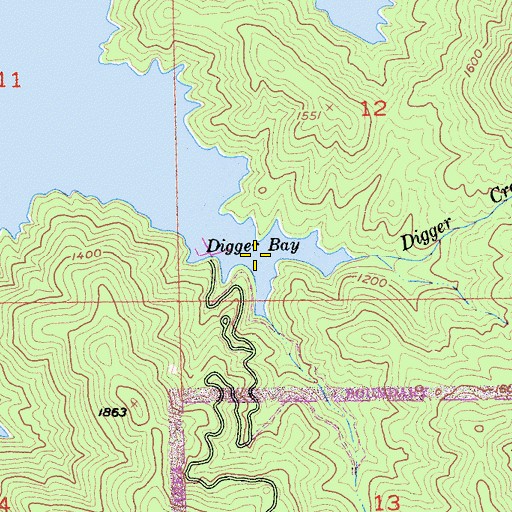Topographic Map of Digger Bay, CA
