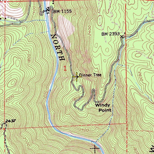 Topographic Map of Dinner Tree, CA
