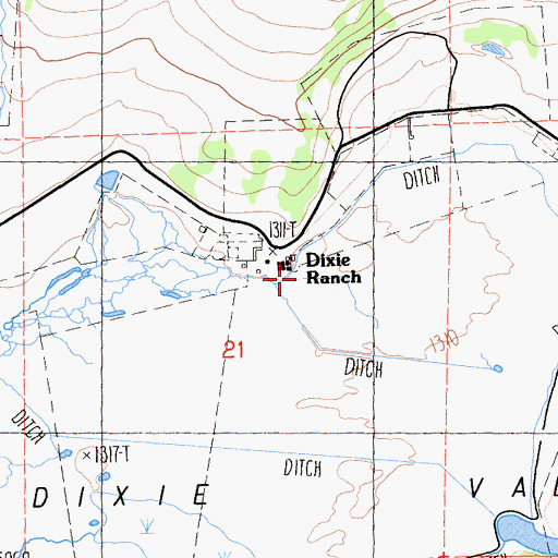Topographic Map of Dixie Ranch, CA